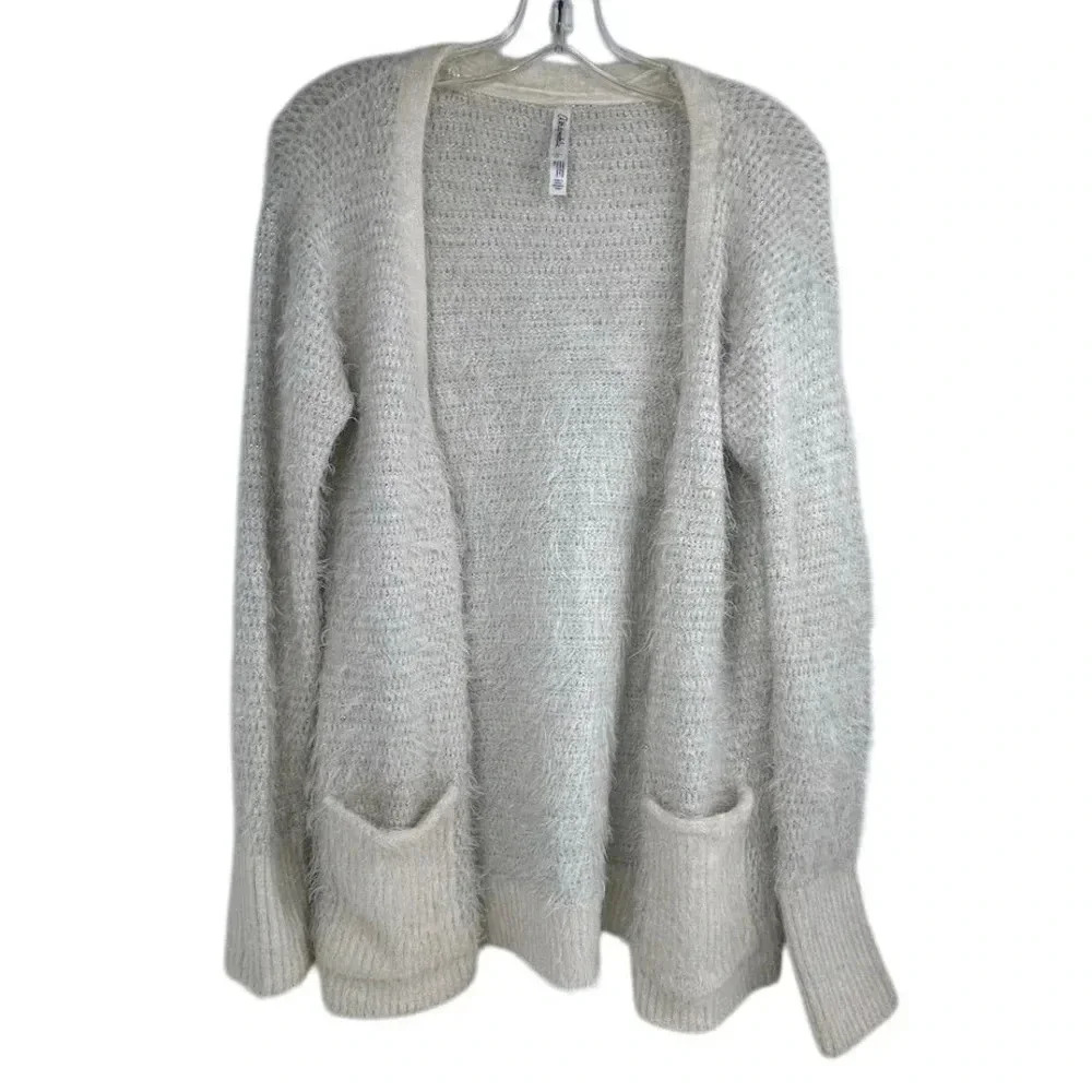 Aeropostale Women's White Long Sleeve Open Front Cardigan Size L